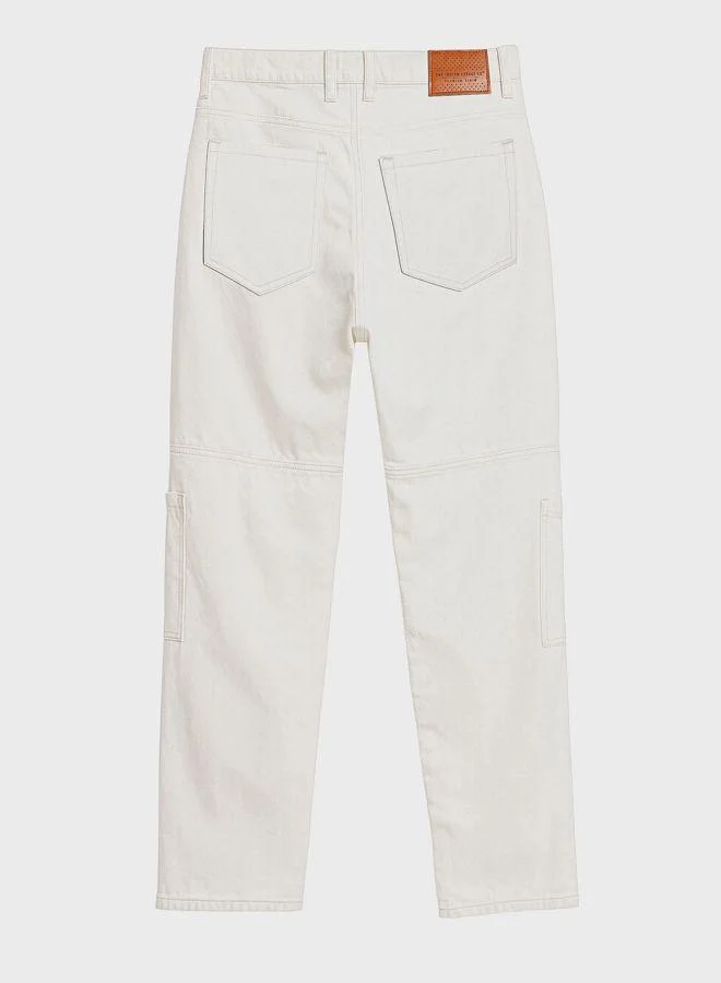 The Indian Garage Co  Men Regular Fit Solid Patch Pocket Mid-Rise Jeans for Men | Best Price UAE